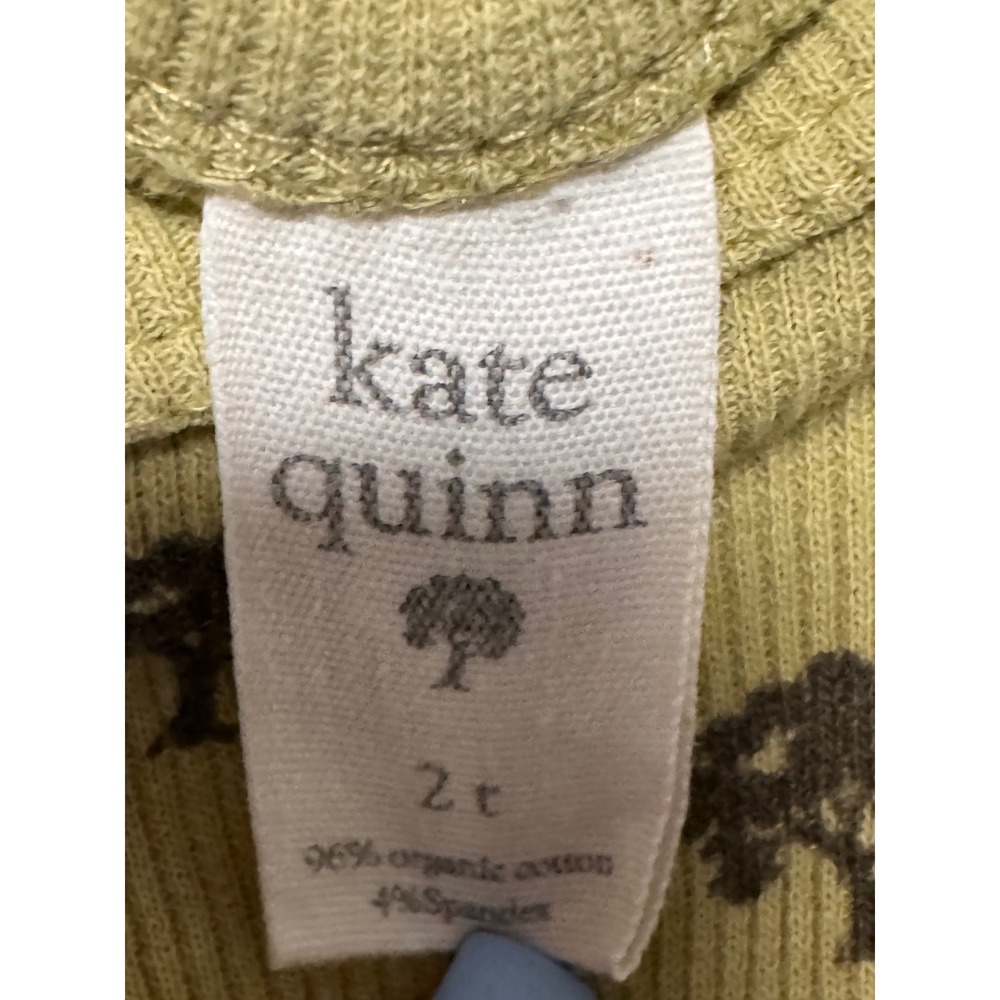 Kate Quinn 2T Green Tree Print Organic Cotton Rib Ruffle Dressed Boho Chic Fall - Picture 5 of 8